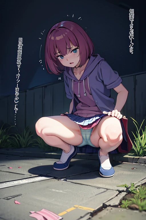 1 person,defeat、Crouching on the ground、Urinating、Embarrassing、パニックに1 person,defeat、Crouching on the ground、Urinating、Embarrassing、Panic、anxiety、drenched、Panties、Peeing
陥る、anxiety、Peeing