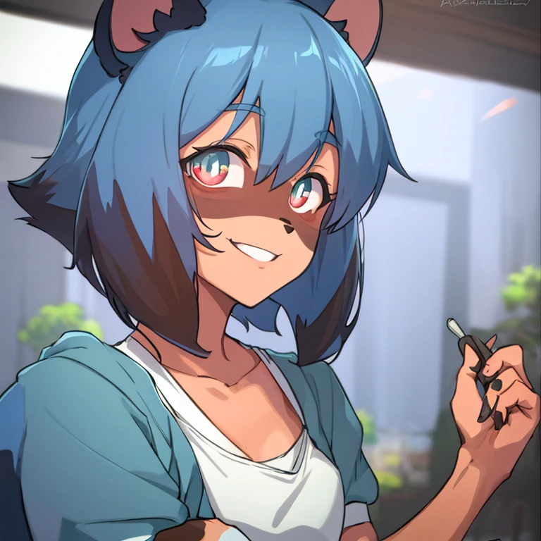 Meisterwerk,best quality,Portrait of Michiru Kagemori ,Kunst von chalksketch,volle Farbe, chaLk,Grobe Skizze, Michiru Kagemori, furry raccoon girl, 1 girl, Allein, mehrfarbige Augen, Raccoon ears, zweifarbiges Haar, (good quality, best quality), Body fur, tierische Nase, lange Haare, smile,
