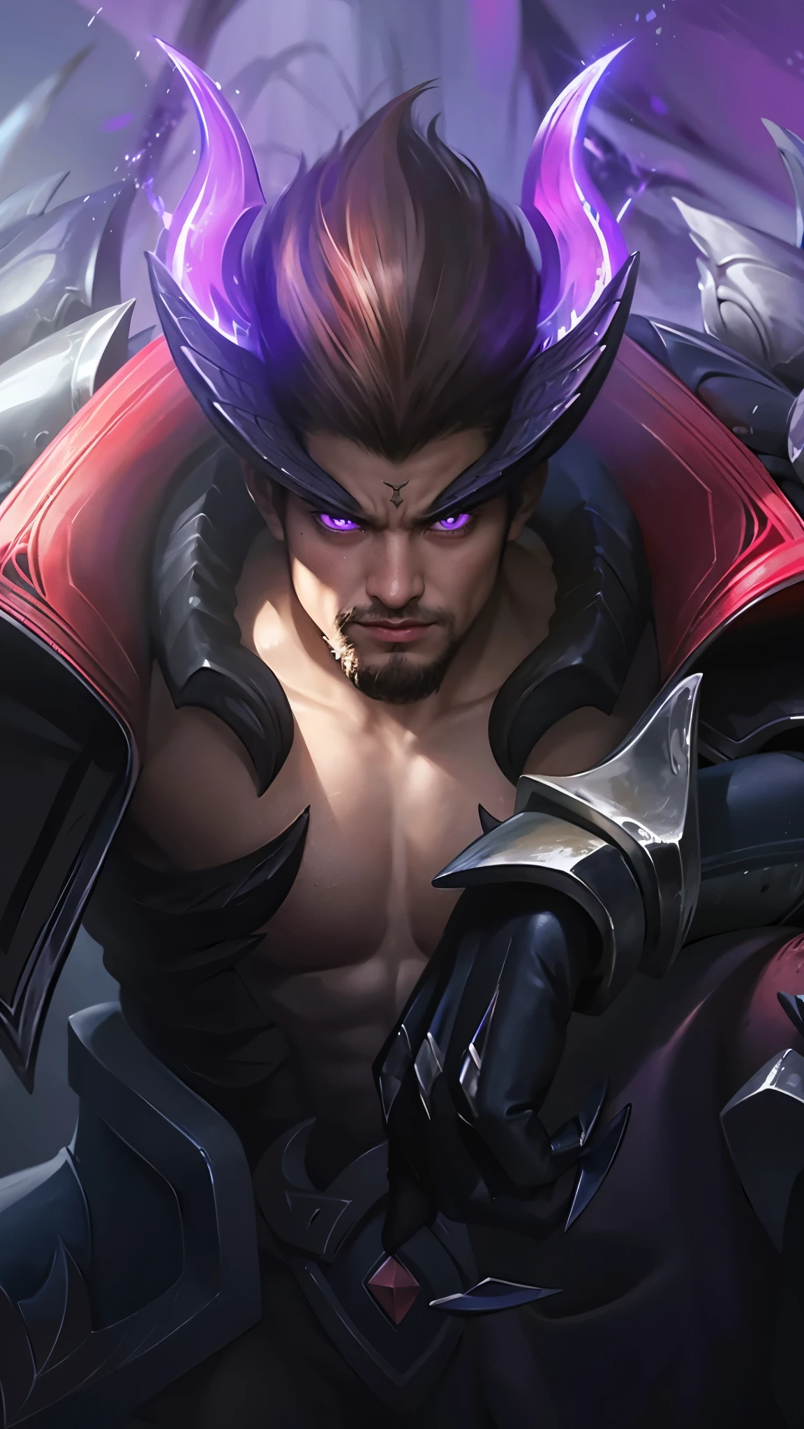 Best quality, masterpiece, detailed skin texture, detailed clothes texture, detailed face, super detail, 8k, intricate detail, 1 boy, The color doesn't change, Muscle guy, 1 guy, purple light eyes