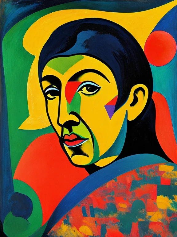 Expressing fear and terror in the style of Gauguin,abstract