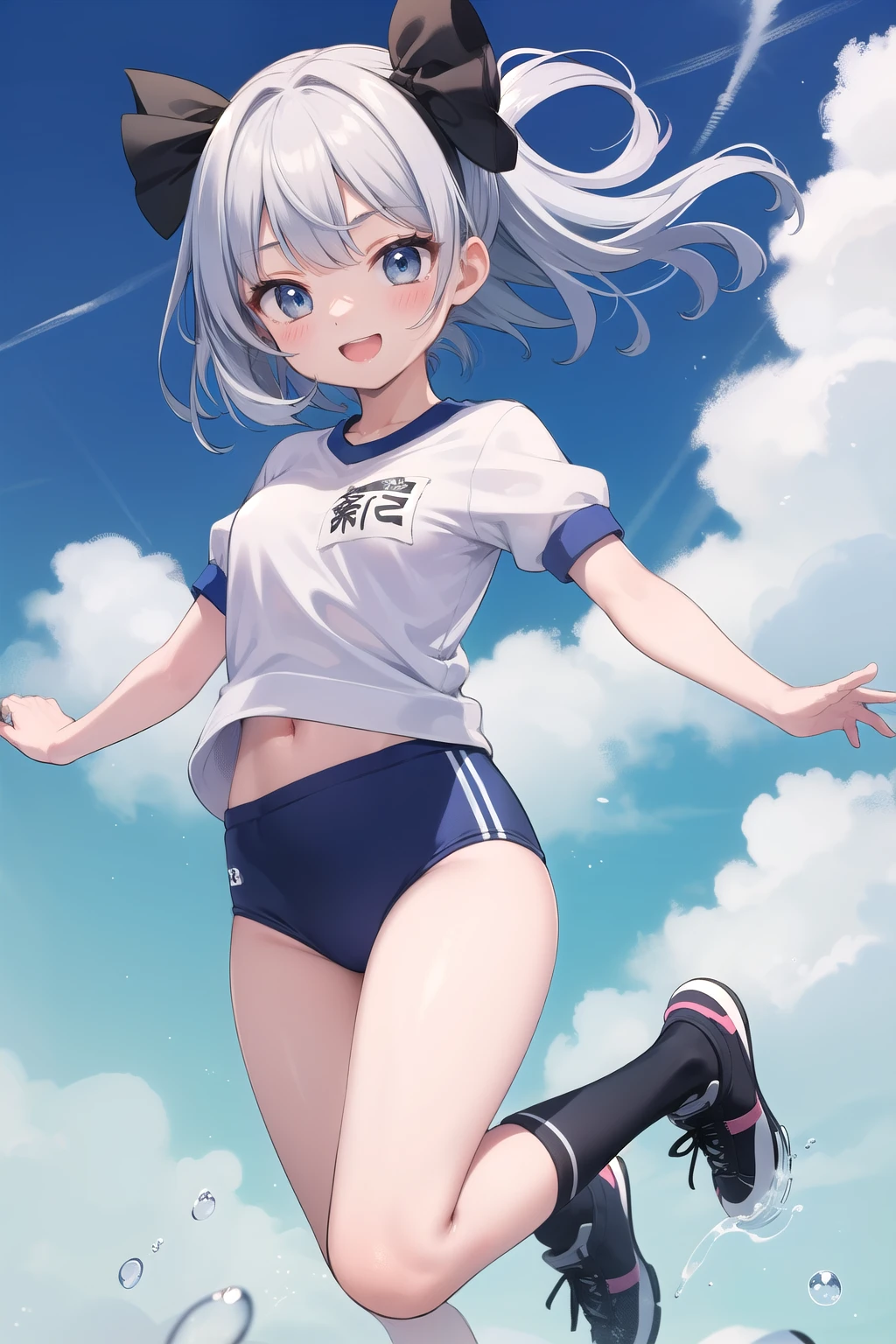 (((((whole body)))))、Youmu, This is a very cute gym uniform 、smile,、Cowboy Shot、Lively, Active, Jumping,、