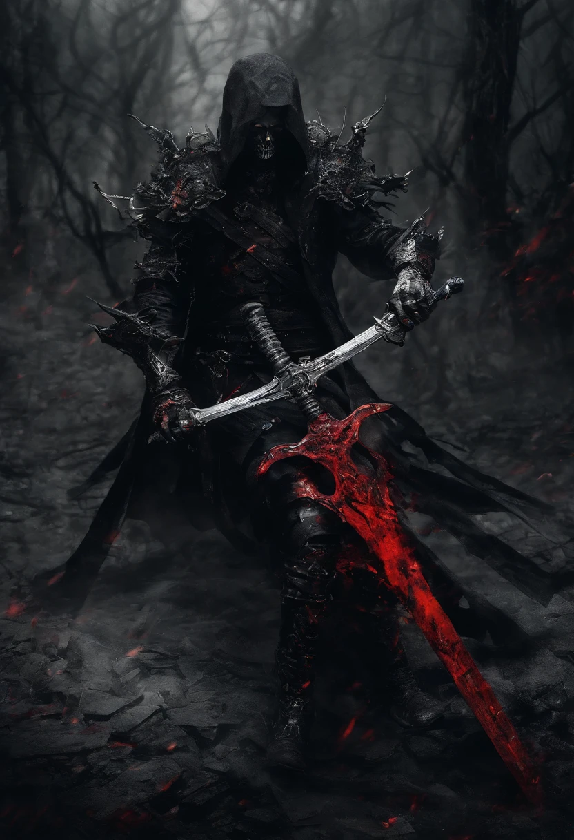 Dark swordsman with red sword、disaster々Race on cool bikes