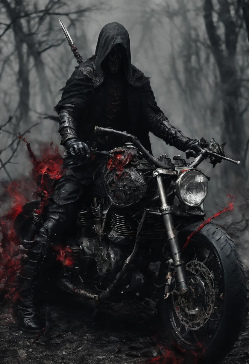 Dark swordsman with red sword、disaster々Race on cool bikes