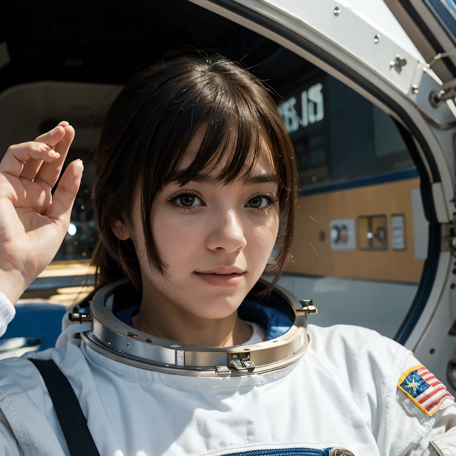 Astronaut girl saying hello anime