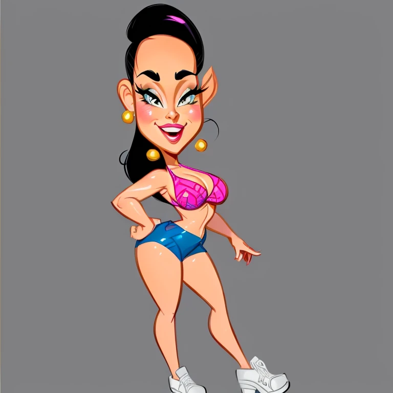 4k, Comic Babes, drawing of a woman in a bikini with a pink blouse, in cartoon style, Cartoon character, CARTOON ARTstyle, highly detailed cartoon, cartoon style illustration, character is in her natural pose, art cartoon digital, cartoon illustration, character posing, animation character, cartoon style, cartoon digital painting, digital art cartoon, show rendering, realistic cartoon, CARTOON ART, blended character