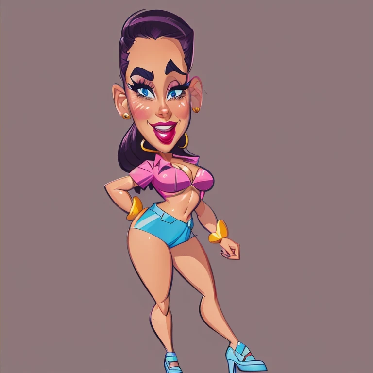 4k, Comic Babes, drawing of a woman in a bikini with a pink blouse, in cartoon style, Cartoon character, CARTOON ARTstyle, highly detailed cartoon, cartoon style illustration, character is in her natural pose, art cartoon digital, cartoon illustration, character posing, animation character, cartoon style, cartoon digital painting, digital art cartoon, show rendering, realistic cartoon, CARTOON ART, blended character