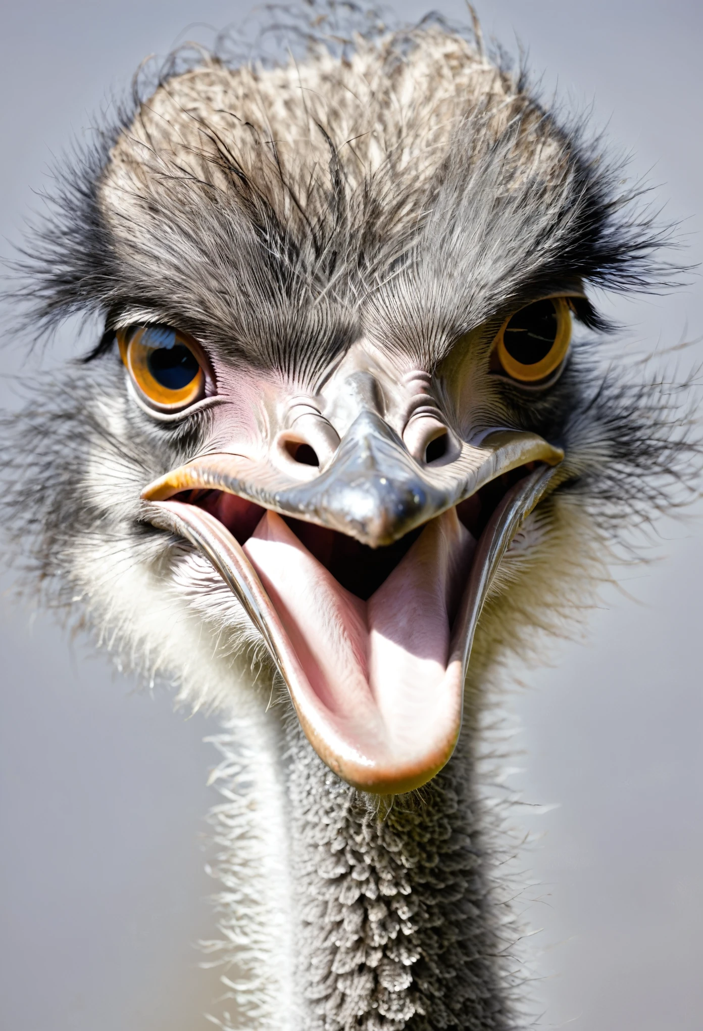 Old ostrich with white beard