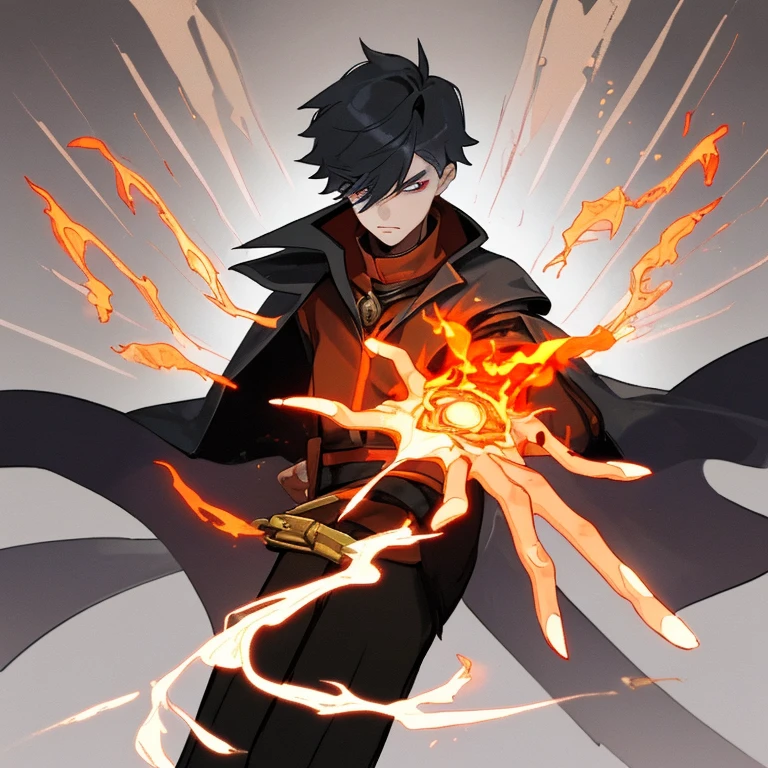 boy magician, Pyromancer, fire magician, hand of fire