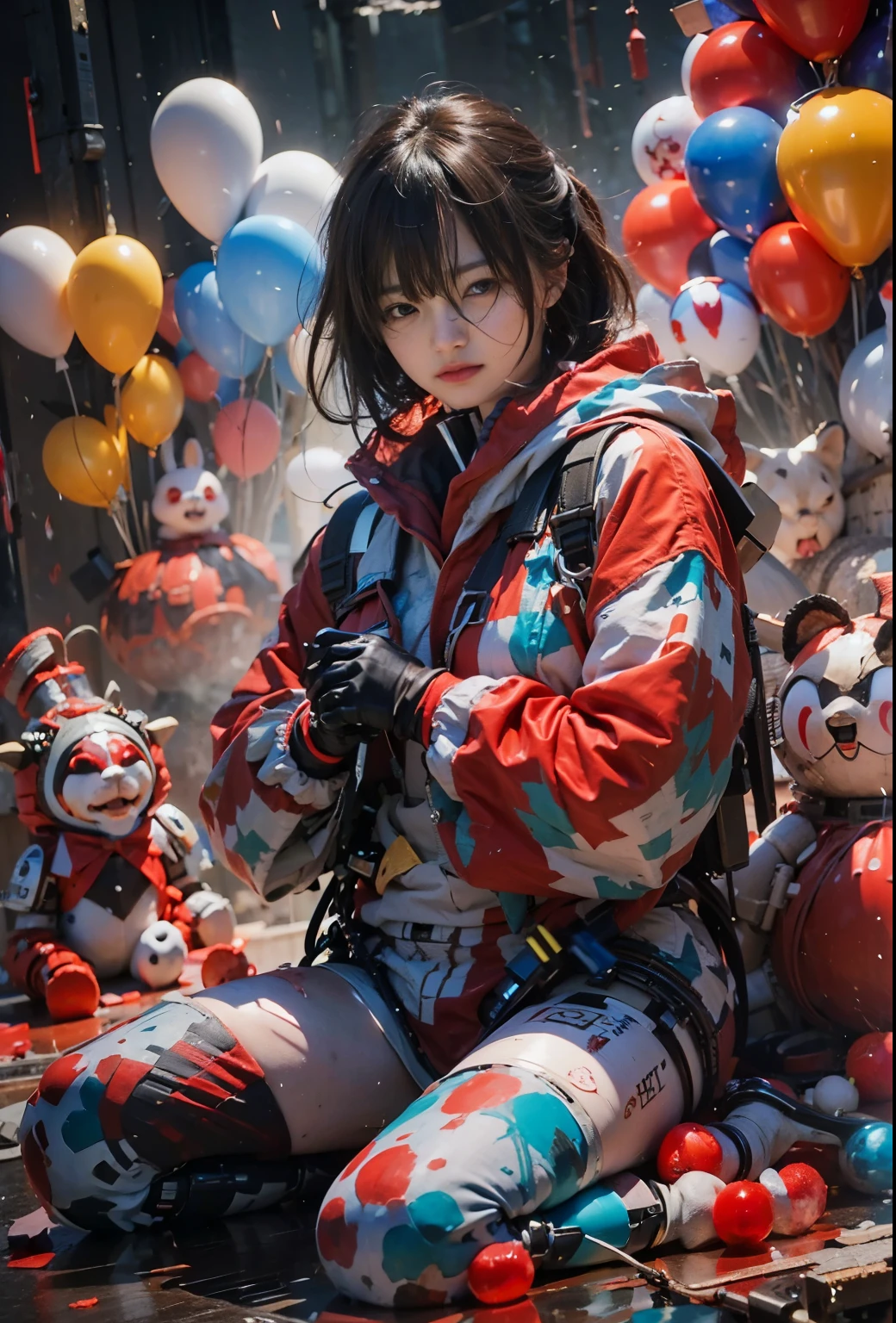 (masterpiece, best quality:1.2), (8k uhd, 16k, 32k, ultra high res), (photorealistic:1.37), (RAW photo), ultimate-realistic, ultimate-realistic details, ultimate-realistic texture, ultimate-intricate details, ultimate-realistic lighting, ultimate-realistic shadow, 1 japanese girl, ultimate-cute face, ultimate-RAW skin, ultimate-realistic eyes, (mechanical:1.4),  (armor), full body, wide shot
