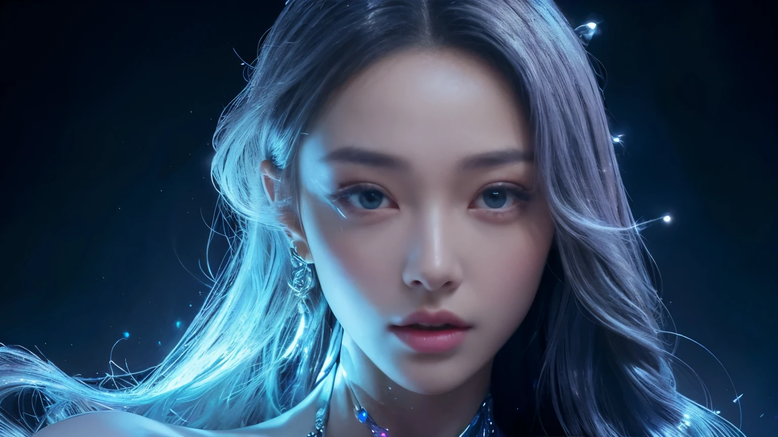 An alien girl whose body is made of minerals, diamond, Topaz, (best quality, highres, ultra-detailed), portraits, vivid colors, studio lighting, realistic, long hair flowing in the wind, sparkling eyes, otherworldly beauty, surreal atmosphere