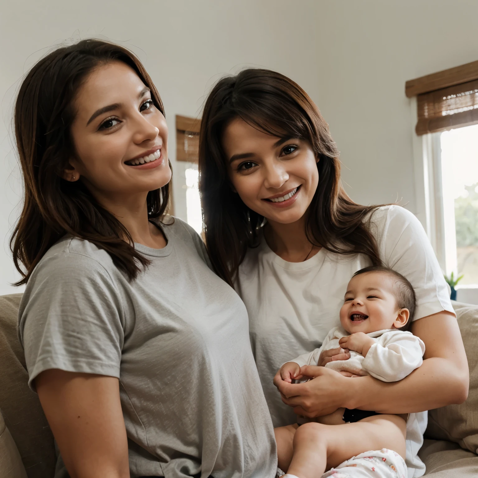 Mother and her  both are very happy