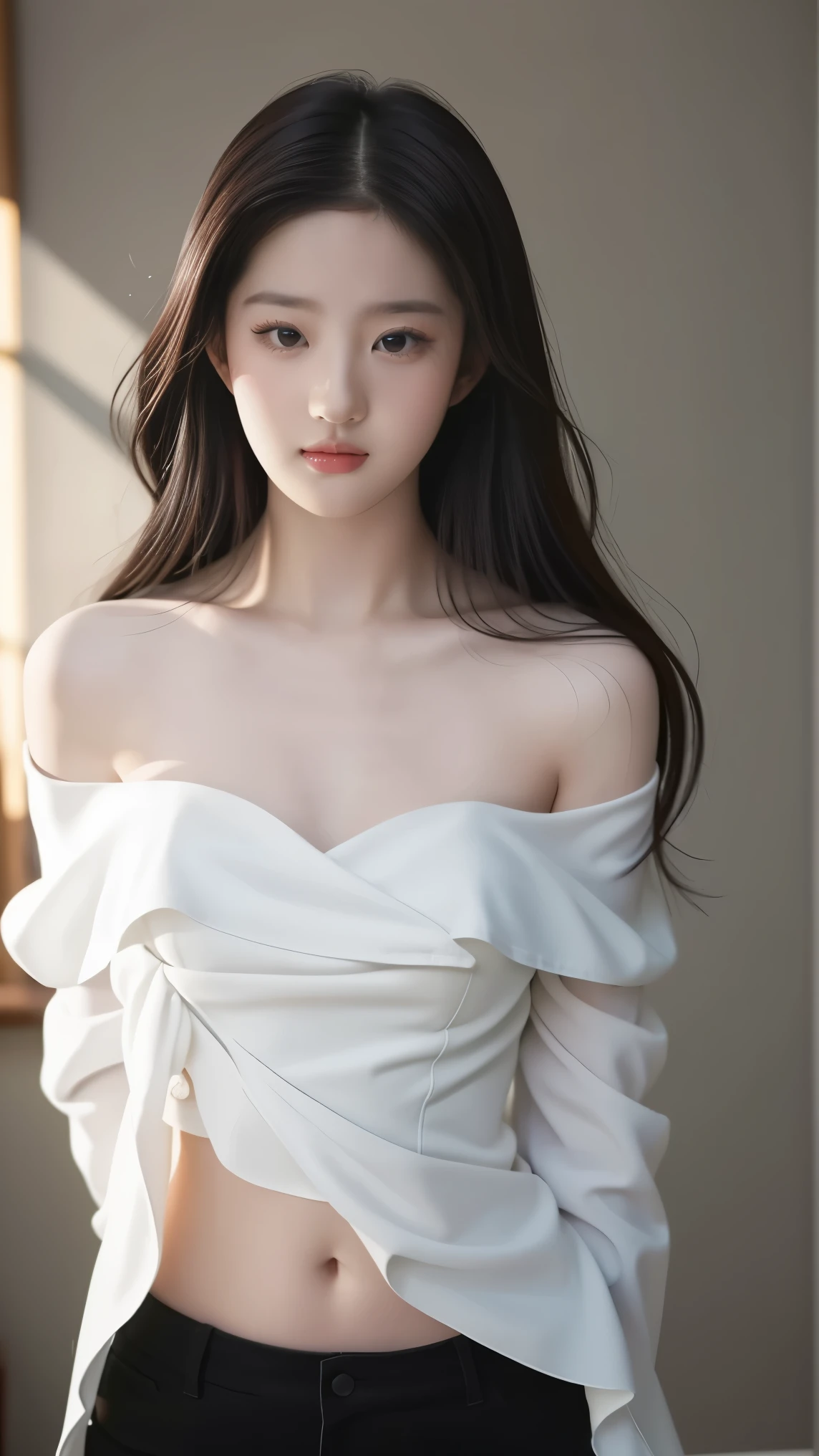 An 18-year-old girl,energetic and cute,simple,Extremely beautiful and delicate,(Light makeup),Brown hair,sweet smile,Delicate, beautiful and fair skin,逼真Realism的,Exquisite and complete facial features,Detailed facial depiction,High nose bridge,Red lips,Beautiful and gentle girl,Rejoice smooth hair,Extremely fine hair,Soft temperament,Face fill light,Surreal,Realism,Extreme details,Realistic details,masterpiece,Extremely realistic,figure,Absolutely beautiful,Pure Desire,Beauty,The most beautiful woman,Highest quality,8K resolution,Off-shoulder,clavicle,figure纤细,figure匀称丰满挺拔,HD,(Red vest),(Black tight leather shorts),Sexy long legs,Sunlight,Facing the camera,Heart gesture,tall bust,(No violation, no exposure)figure匀称紧实,Gentle eyes,Show your thighs...full-body shotfull-body shot,full-body shot,You can see the snow-white thighs,Look at the camera with a smile