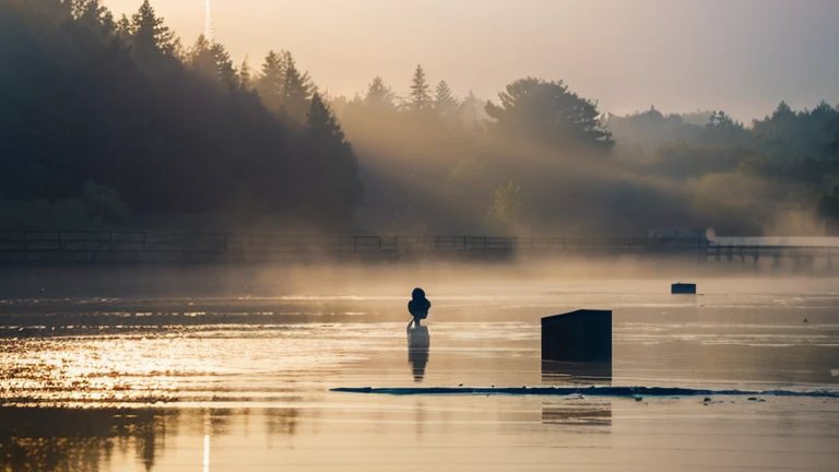 Ink「Morning Mist」 prompt: Morning Mistが立ち込める風景を描く。