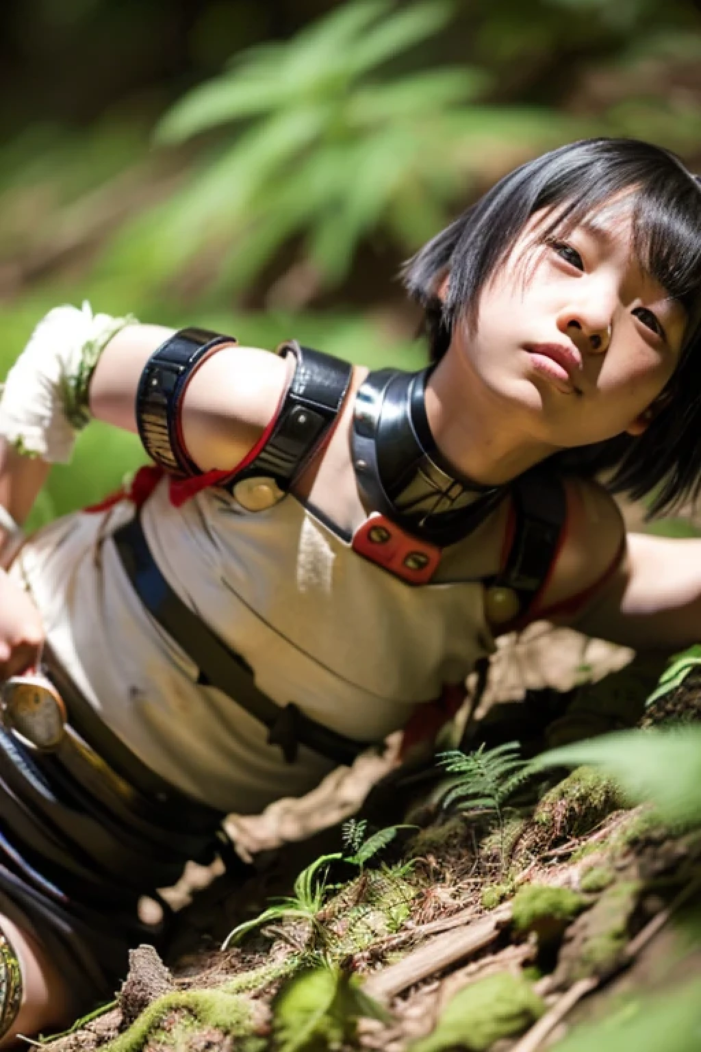 ((highest quality, 8K, masterpiece :1.3)), Beautiful Japanese girl in her early teens、Ranger Heroine Costume、Bondage、Pain and gasping