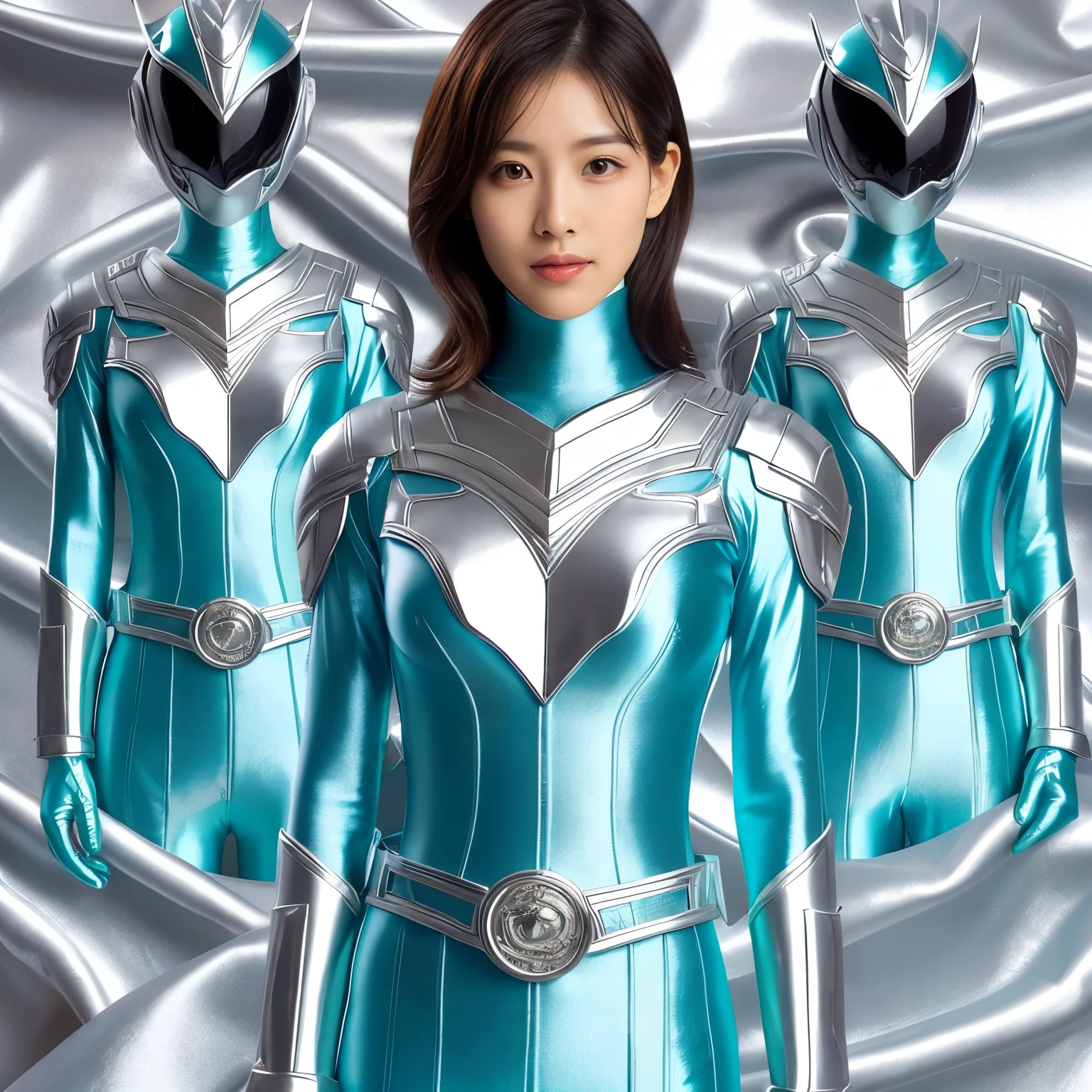 best image quality、Super high resolution、(realism:1.4)、Korean beauty star、The most beautiful KPOP star、horny face、Horny Korean makeup、erotic expression、A body that makes you want to touch it、erotic photos、((Realistic shiny satin fabric texture、High-gloss stretch satin fabric that is smooth and smooth to the touch.、The drape of the curved part of the shiny satin fabric、strong shiny costume、The smooth and beautiful quality and luster of the costumes、A shiny costume made of high-quality satin fabric with high density.、Smooth to the touch oil light liang ultra-class battleship skin coat COS、Super SentaiWomen&HeroineSuit、Texture of costumes that satin fetishists respond to、Thin, glossy stretch satin fabric)),8K photo quality