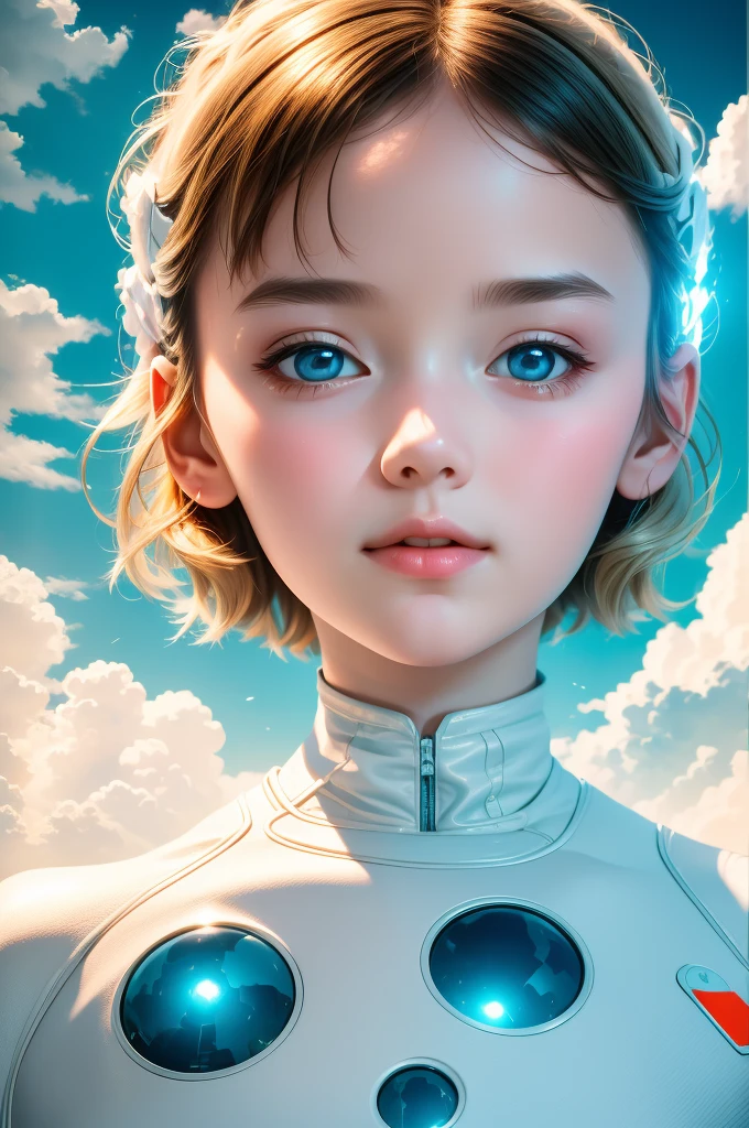 masterpiece, best quality, movie still, 1girl, floating in the sky, cloud girl, cloud, (close-up:1.1), bright, happy, fun, soft lighting, (Bauhaus, shapes, lines, abstract:1.1)