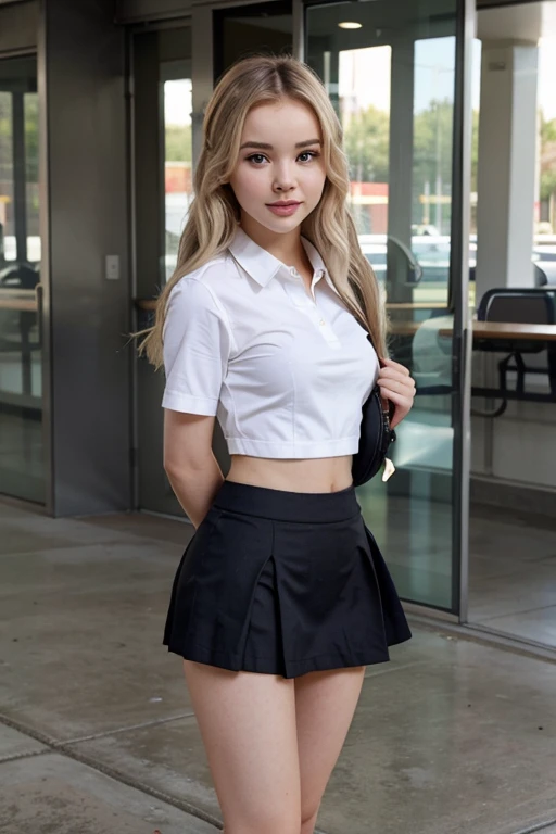 hot school girl wearing a short skirt, Dove Cameron