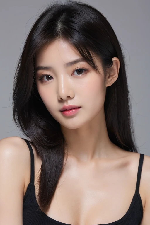((best quality)), ((masterpiece)), (detailed), perfect face, beautiful, asian girl, long hair, tank top, cup e breast