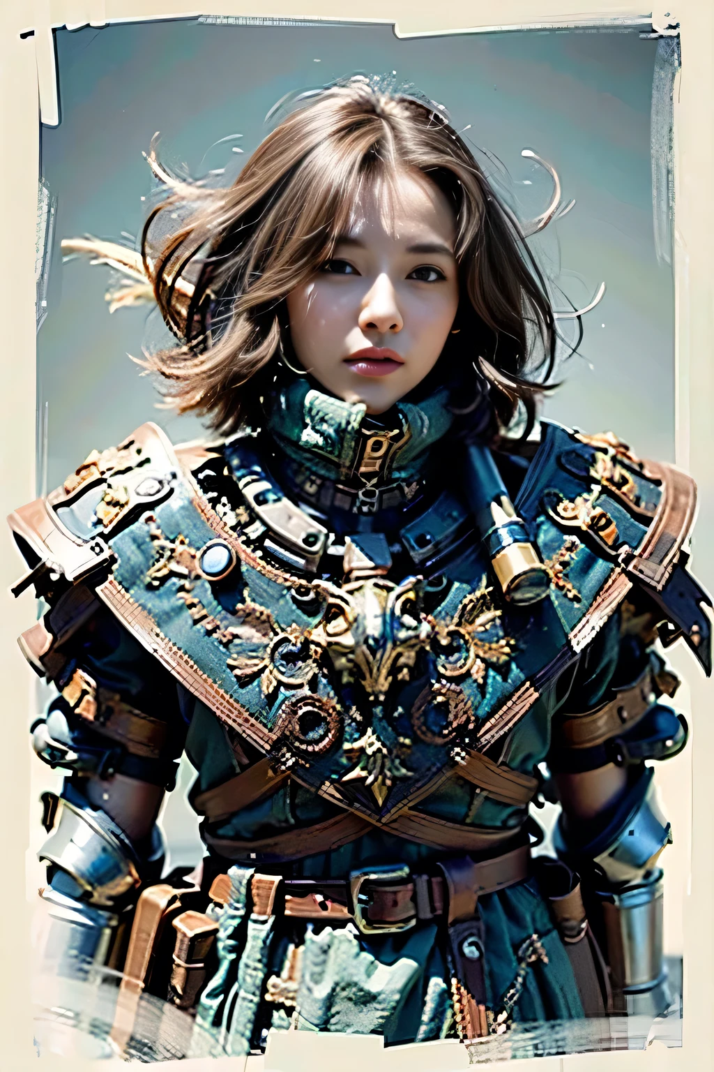 (masterpiece, best quality:1.2), (8k uhd, 16k, 32k, ultra high res), (photorealistic:1.37), (RAW photo), ultimate-realistic, ultimate-realistic details, ultimate-realistic texture, ultimate-intricate details, ultimate-realistic lighting, ultimate-realistic shadow, 1 japanese girl, ultimate-cute face, ultimate-RAW skin, ultimate-realistic eyes, (mechanical:1.4), (armor), full body, wide shot