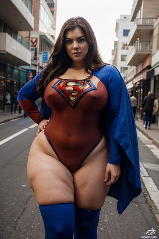 bbw superheroine is standing, full bod