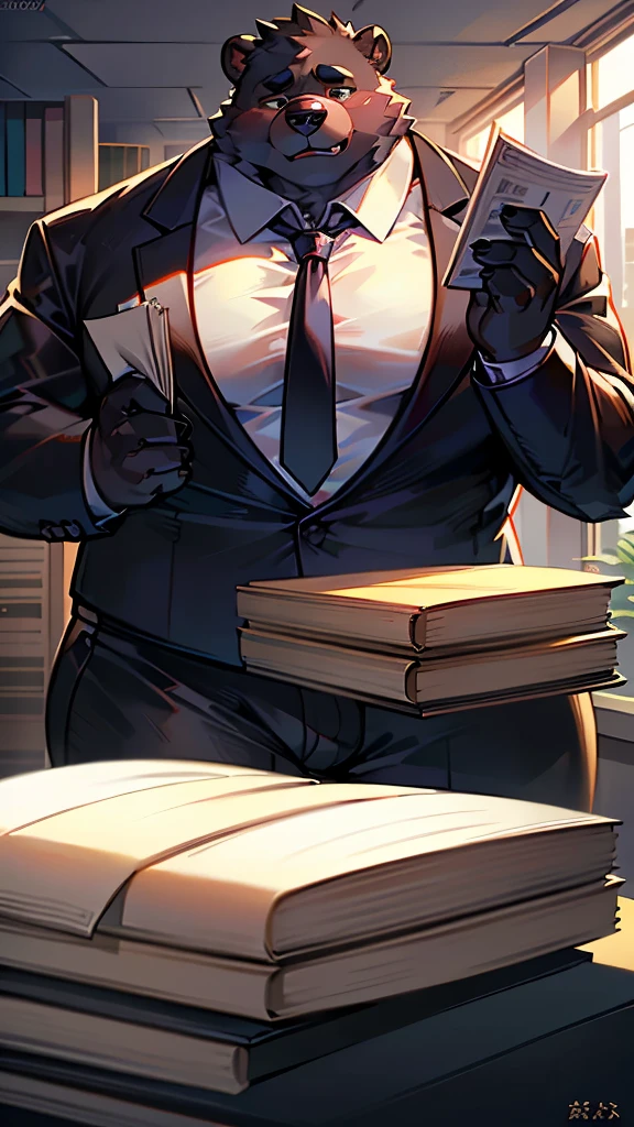 there is a man in a suit holding a book and a cell phone, mobile wallpaper, phone background, phone wallpaper, kawacy, official art, amazing wallpaper, library background, background artwork, digital art from danganronpa, 4 k manga wallpaper, pixiv daily ranking, high detailed official artwork, office background, artbook artwork, alchemist library background
