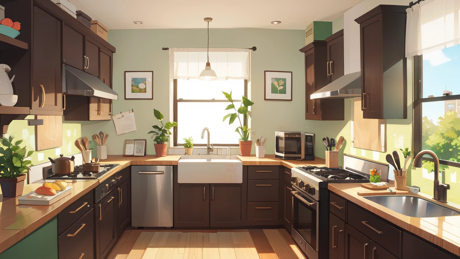 a 2d kitchen background