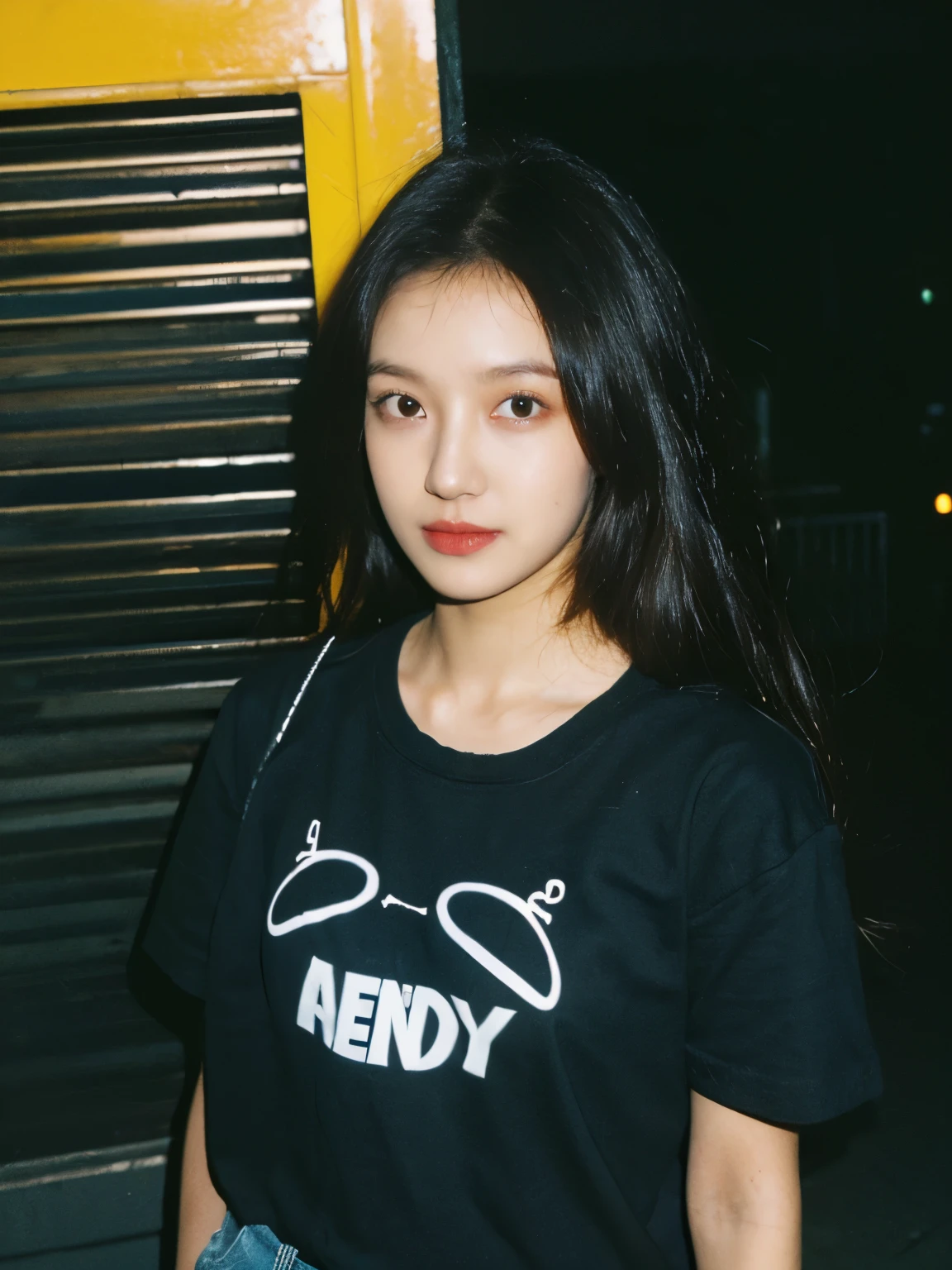 girl, arafed woman in a black shirt, wearing black pant, outlive streetwear collection, trending on r/streetwear, official product photo, mid shot portrait, black shirt, ( ( black, productphoto, high resolution product photo, product photo, black, official product image, black clothing, high quality product photo, full product shot, detailed eye, detailed face, look at viewer