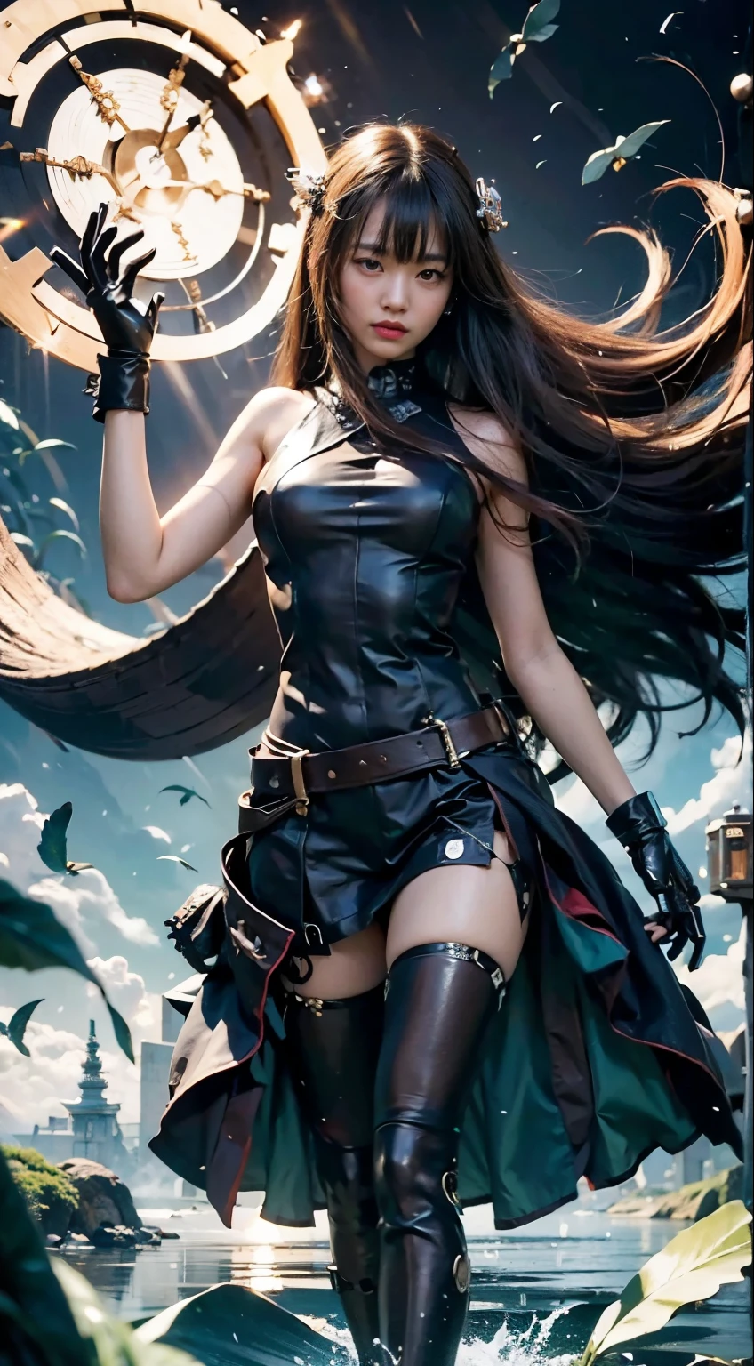 mpts
Copy
(((masutepiece, of the highest quality, super detailed))), white background, plain background, Bloodborne inspired, Bloodborne, occult aesthetic, occult, Complex mechanical cyborg girl, Skeleton body, Off-the-shoulder fashion fused with detailed and intricate steampunk and detailed gothic lolita,diadems, very thin long legs, Complex mechanical boots above the knee, Fluttering lace flared mini skirt, beautiful small breasts directed upwards, Quite a long vertical car, (((( Highly detailed face))), small thin nose, Small thin lips mouth, (((Very sharp focused eyes))), Very large slit precision pale grey eyes that shine like jewels. very long eyelashes, Silver hair swaying in the wind, Emitting a dazzling light in a mandala pattern, Lots of neon lights cross and splash, Extremely complex giant mechanical weapons, white background, Very dramatic and cinematic lighting, (((A dramatic leap in overall accuracy, Create ultra-detailed and realistic images))).
