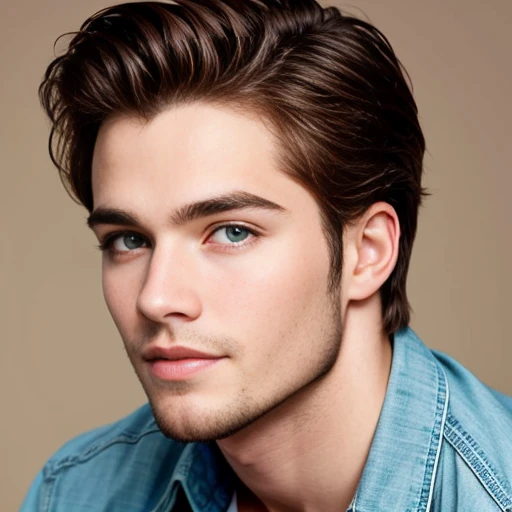 photo with color of young handsome american man. in focus image character face with color