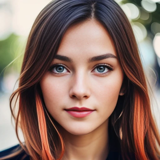 photo with color of young handsome Abramowicz woman. in focus image character face with color