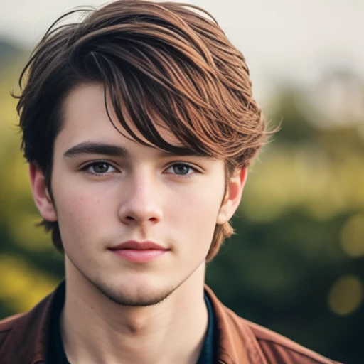 photo with color of young handsome irish man. in focus image character face with color