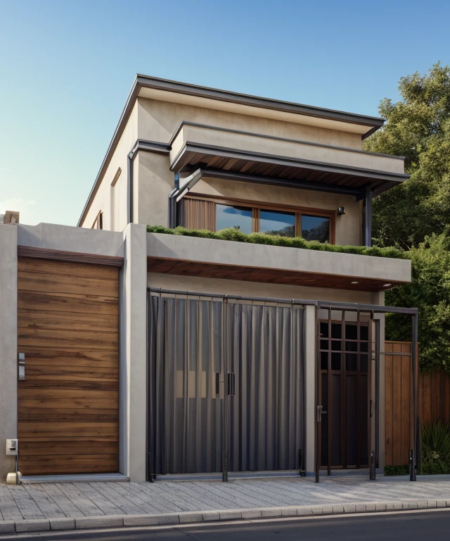(masterpiece),(high quality), best quality, real,(realistic), super detailed, (full detail),(4k),8k,modern house exterior design,Modern architecture,Beautiful_sky,Day light, no_humans, outdoors,sky,tree,Garden flower front of building