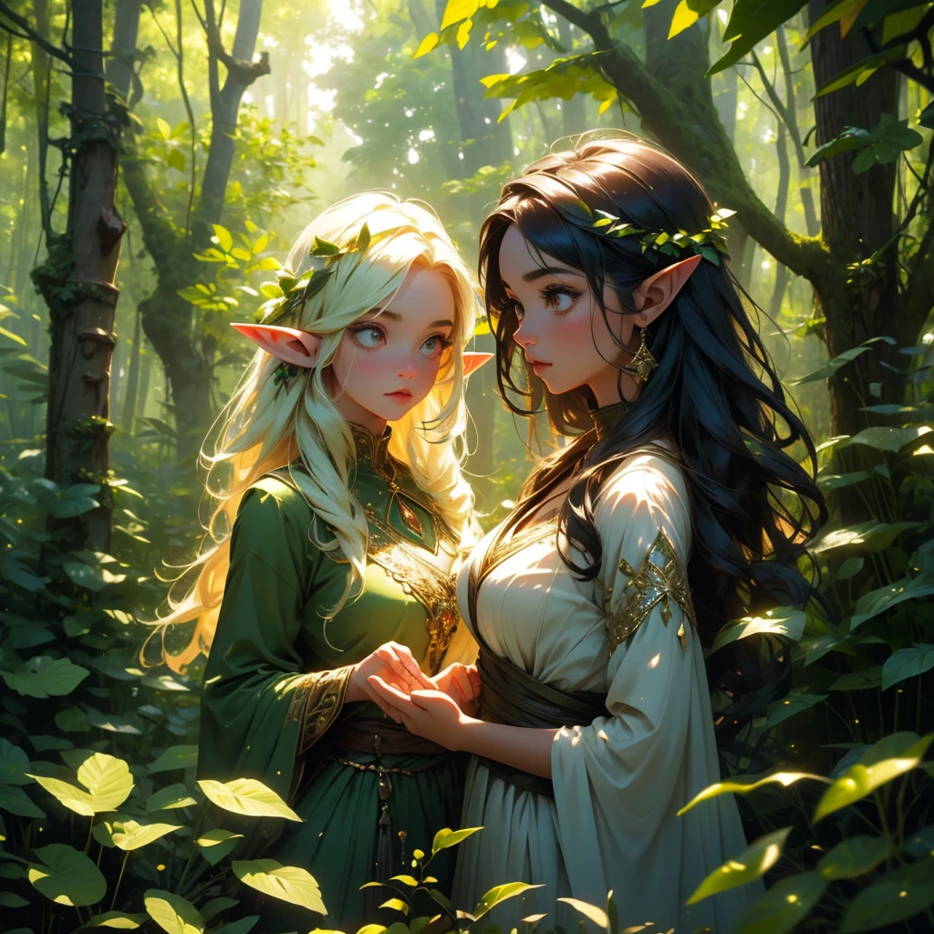 (forest elf:1.1),(female:1.1),colorful tangled hair,olive skin,cautiously stalking the viewer,peeking from around trees,peeking out of shrubs,wearing vines and leaves,little clothing,natural attire,exotic appearance,mystical allure,vivid and vibrant colors,whimsical and enchanting forest environment,soft sunlight filtering through the foliage,magical atmosphere,mysterious ambiance,ethereal presence,dreamlike setting,immersing in nature's embrace (best quality,4k,8k,highres,masterpiece:1.2),ultra-detailed,(realistic,photorealistic,photo-realistic:1.37),HDR,UHD,studio lighting,ultra-fine painting,sharp focus,physically-based rendering,professional,vivid colors,bokeh,impressionistic style,nature-inspired painting,fantasy artwork