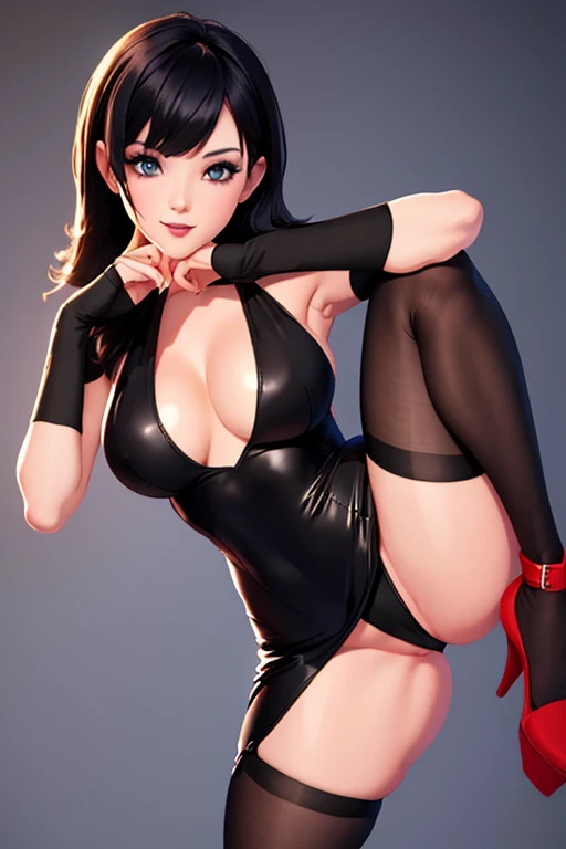 Sexy cuerpo esbelto extra grandes oppais chica, solo, wallpaper fanart Stunning girl, black hair ,standing splitz perfect detailed, full-body display 1.2