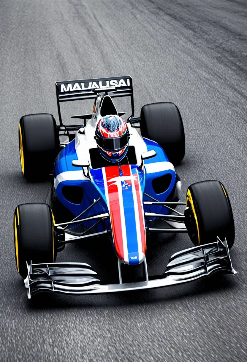 Racing car racer with Malaysia flag