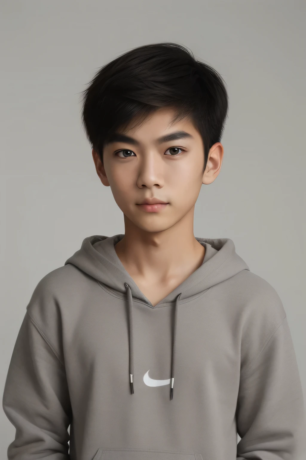 (1boy:1.45),male focus,(solo:1.33),Asian Slim male,slim,thin,adult,handsome face,real skin texture,well-proportioned hands,think eyebrow,Eyeball,dramatic angle,Surfer Hairstyle,black eyes,solid eyes,thick eyebrows,hoodie,Underwear,