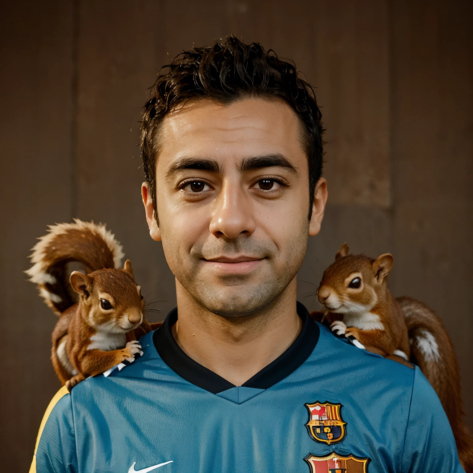 Merger of Barcelona technical director Xavi with Alvin the squirrel in cartoon