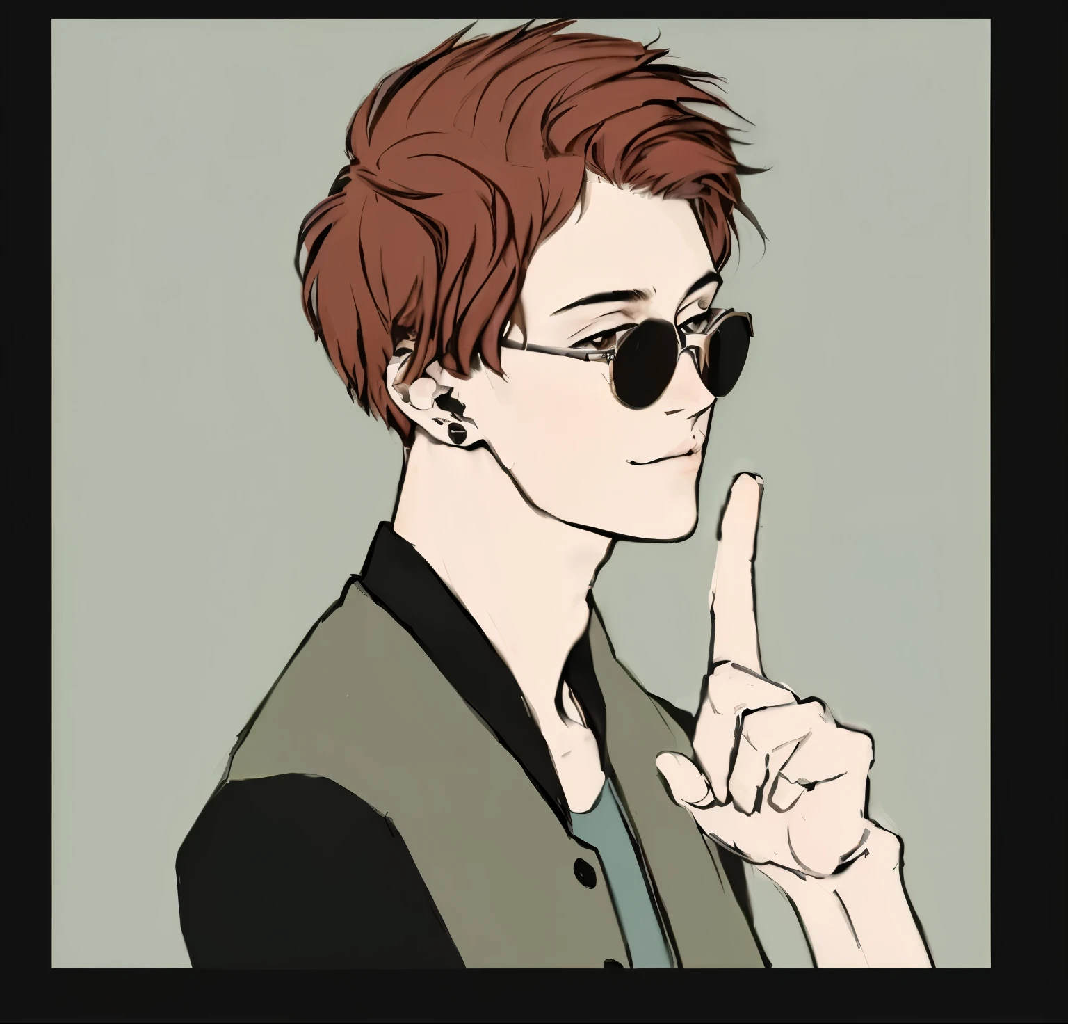 um close de uma pessoa com um dedo na frente de uma foto, kakyoin, delicate androgynous prince, em estilo anime, androgynous person, fanart de alta qualidade, Linda pose de anime, Kentaro Miura manga art style, retrato de alta qualidade, no estilo anime, handsome androgynous prince, Manga style Kentaro Miura