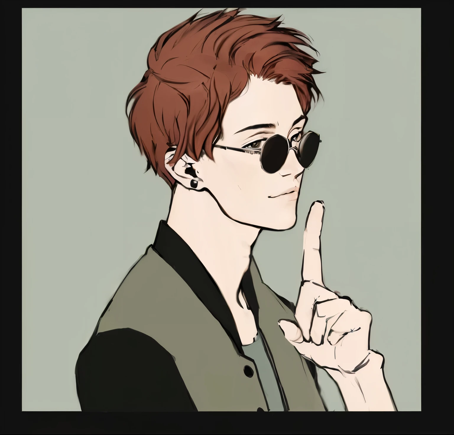 um close de uma pessoa com um dedo na frente de uma foto, kakyoin, delicate androgynous prince, em estilo anime, androgynous person, fanart de alta qualidade, Linda pose de anime, Kentaro Miura manga art style, retrato de alta qualidade, no estilo anime, handsome androgynous prince, Manga style Kentaro Miura