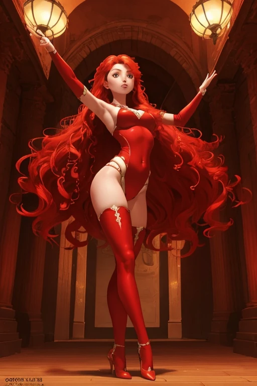 Sexy cuerpo esbelto extra grandes oppais chica, solo, wallpaper fanart Stunning girl, red hair ,standing splitz perfect detailed, full-body display 1.2