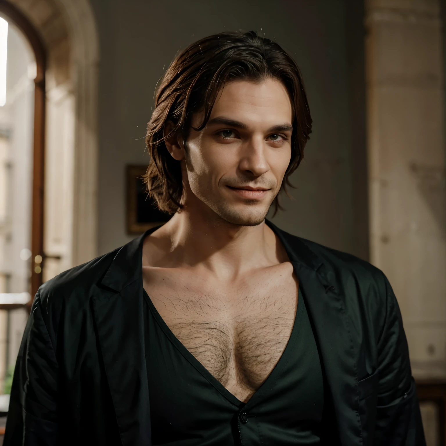 The vivid emerald eyes were just a memory, pois haviam escurecido para um tom quase preto de verde, e o cabelo que antes era preto azeviche agora segurava duas mechas prateadas de cada lado do rosto, framing your features and highlighting your sunken cheeks. , prominent cheekbones and dark circles around the eyes. The tattered robes he wore were the same ones he wore when he gave birth to Adair, e agora penduravam frouxamente em seu corpo magro demais, mostrando um ombro ossudo e nu e testemunhando que Harry, que sempre foi muito magro, agora era pouco mais que pele e ossos. Ele era, na verdade, skeletal, and it was a miracle that he could actually stand and walk.