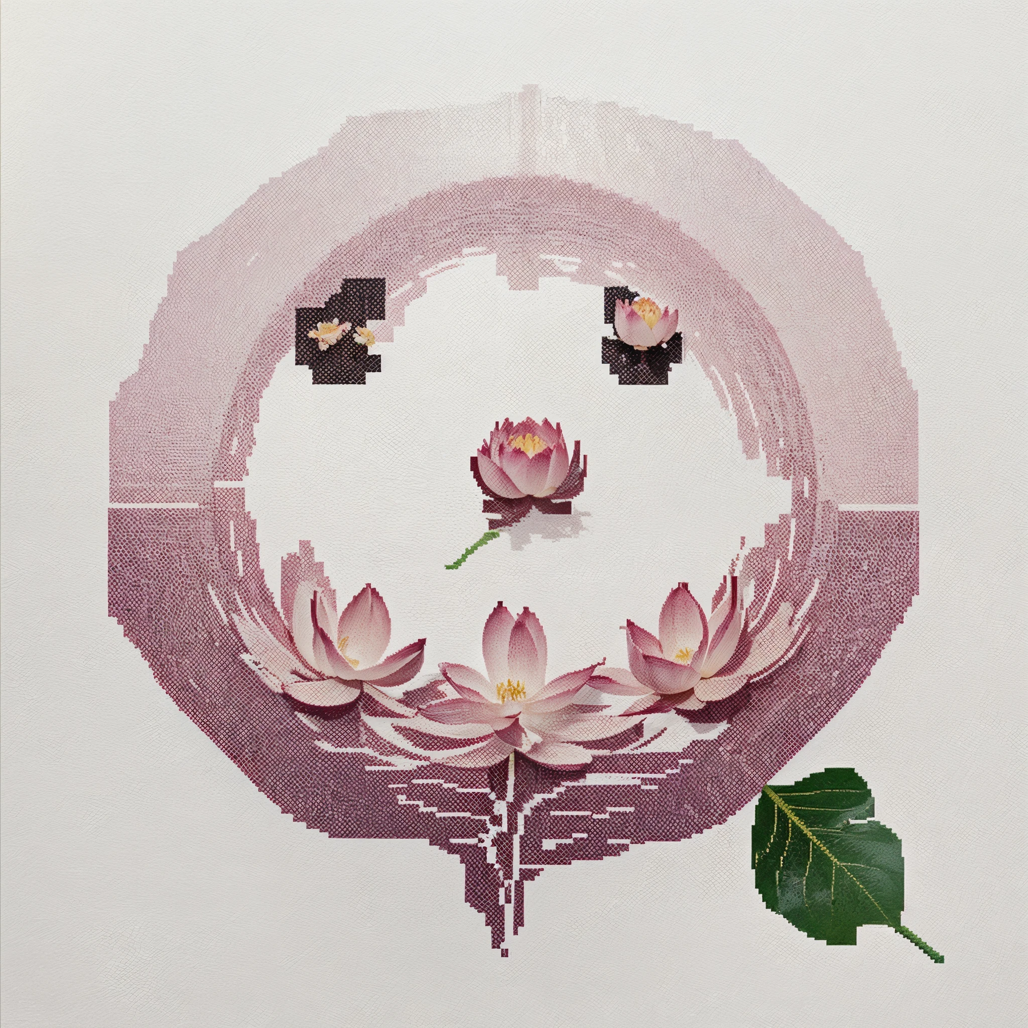 pink lotus in water, white background, pixel art, eboy style, 2d, 8bit
