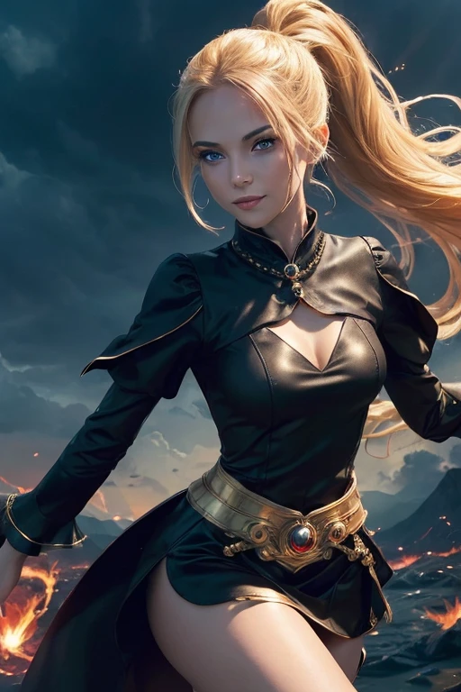 (((Luxurious shoulder length blond hair and cute smirk.))) (((18 years old.))) (((18yo.))) (((Single character image.))) (((1gir))) Looks like a powerful female wizard for Dungeons & Dragons.  (((She looks like a dark adn sexy sorceress for a dark fantasy setting.))) Looks like a sexy female wizard in a medieval fantasy setting.  Looks like a dangerous female wizard in a medieval fantasy setting.  Single female character portrait, fantasy artwork, fantasy attire, fantasy clothes, (((tight clothing))), mysterious, sinister, athletic body, gymnast body, (((intense glare))), (((medieval clothing))), arched eyebrows, sassy, (((gorgeous face))), sneaky, sly, attractive, sexy, youthful, (((suspicious gaze))), firm chest, arrogant, beautiful body, hyper detailed, trending on artstation, (((Dungeons & Dragons))) pathfinder, skyrim, lord of the rings, game of thrones, character portrait, intricate details, ultra detailed, ultra detailed clothes,  epic masterpiece, intricate details, trending on Artstation, digital art, unreal engine, 8k, ultra HD, centered imagebest quality:1.0,hyperealistic:1.0,photorealistic:1.0,madly detailed CG unity 8k wallpaper:1.0,masterpiece:1.3,madly detailed photo:1.2, hyper-realistic lifelike texture:1.4, picture-perfect:1.0,8k, HQ,best quality:1.0, ,


 