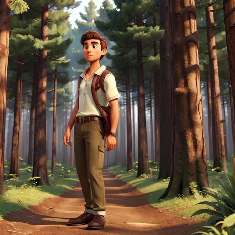 Man looks for a in the forest