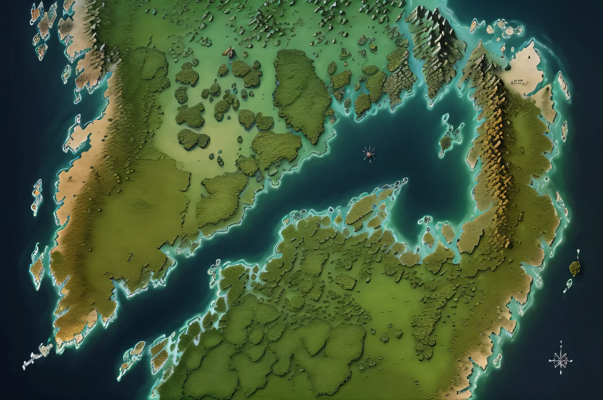 map, archipelago, top-down view,