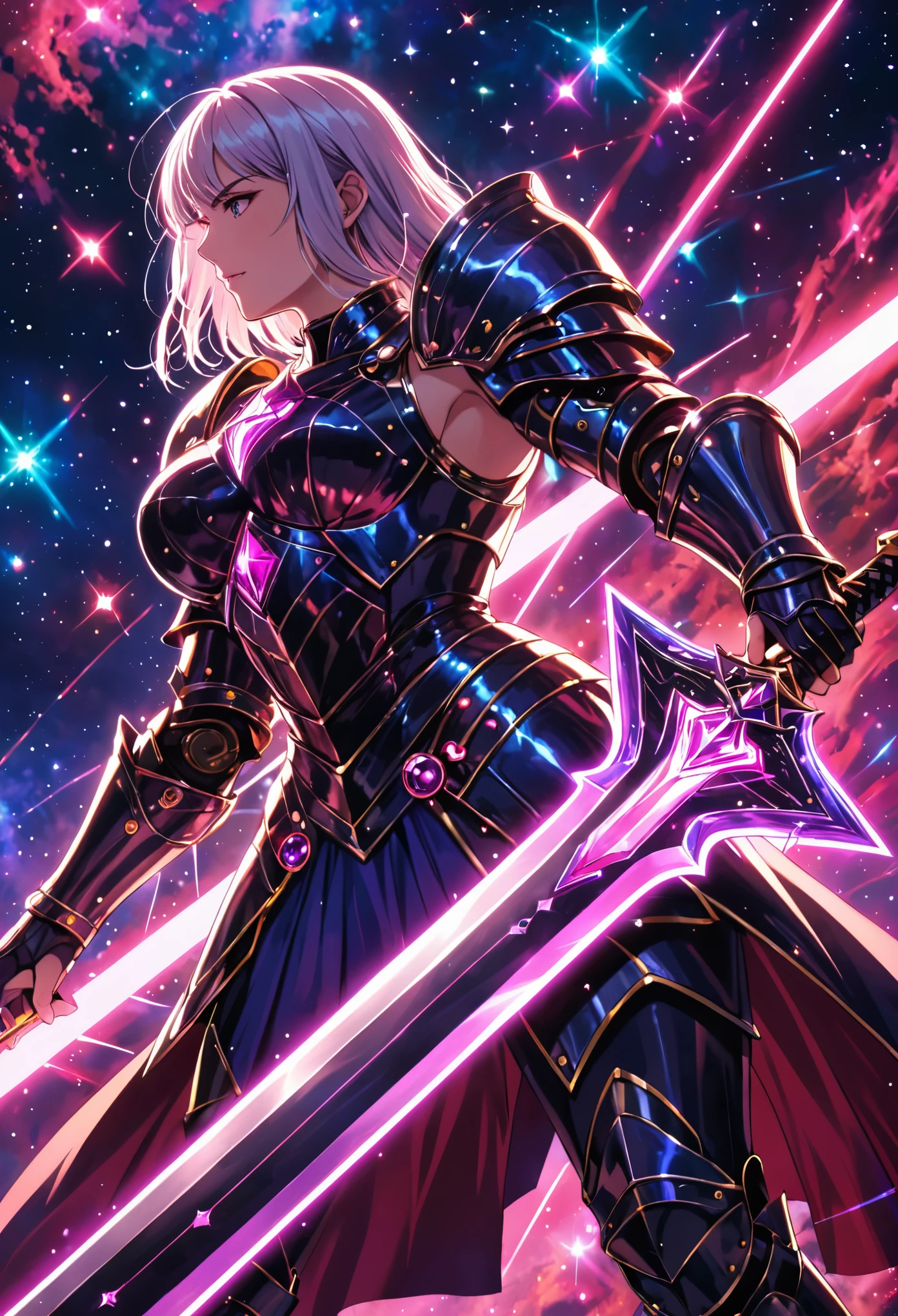 (*Flow in the Name of Love*,(heart), *Channel_42*,*Autismus*,*Artifically_Autistically*,*Flight*,*HyperSpace*,*Vessel*:2.0),(Huge Master Sword:1.2),Female knight muscular,