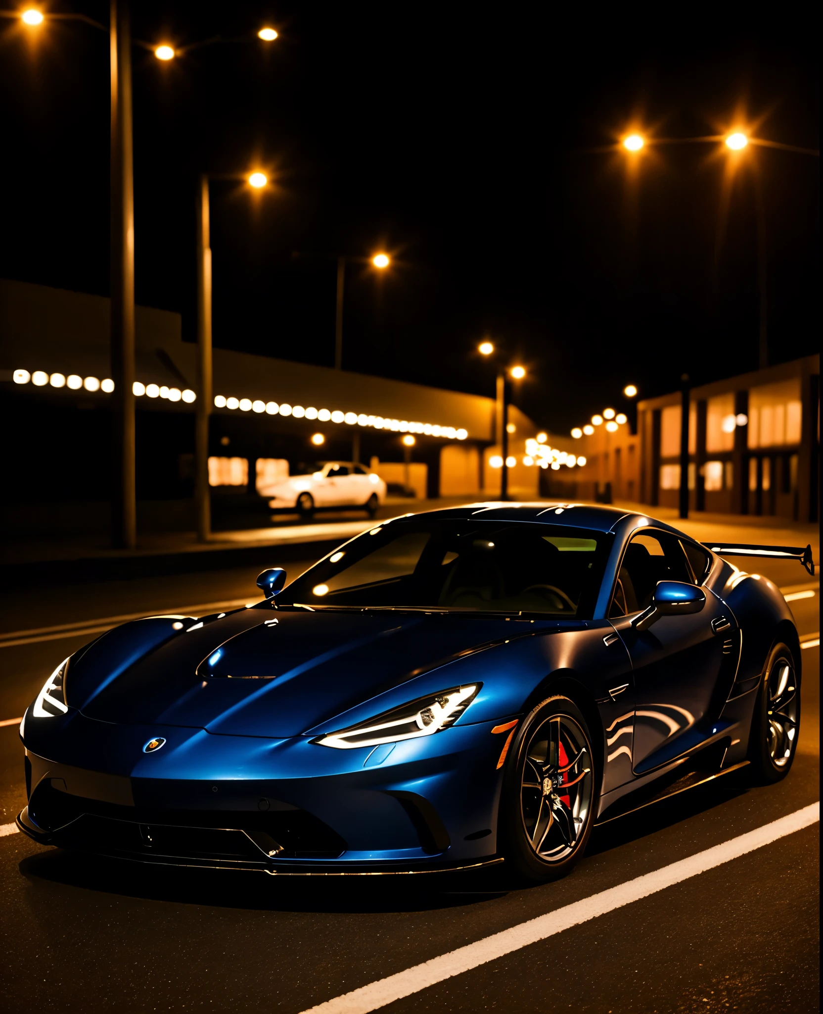 luxury exotic sports car night photography casino driveway 200mm zoom lens f/1.4 (masterpiece:1.2) (photorealistic:1.2) (bokeh) (best quality) (intricate details) (8k) (HDR) (analog film) (canon d5) (cinematic lighting) (sharp focus)
