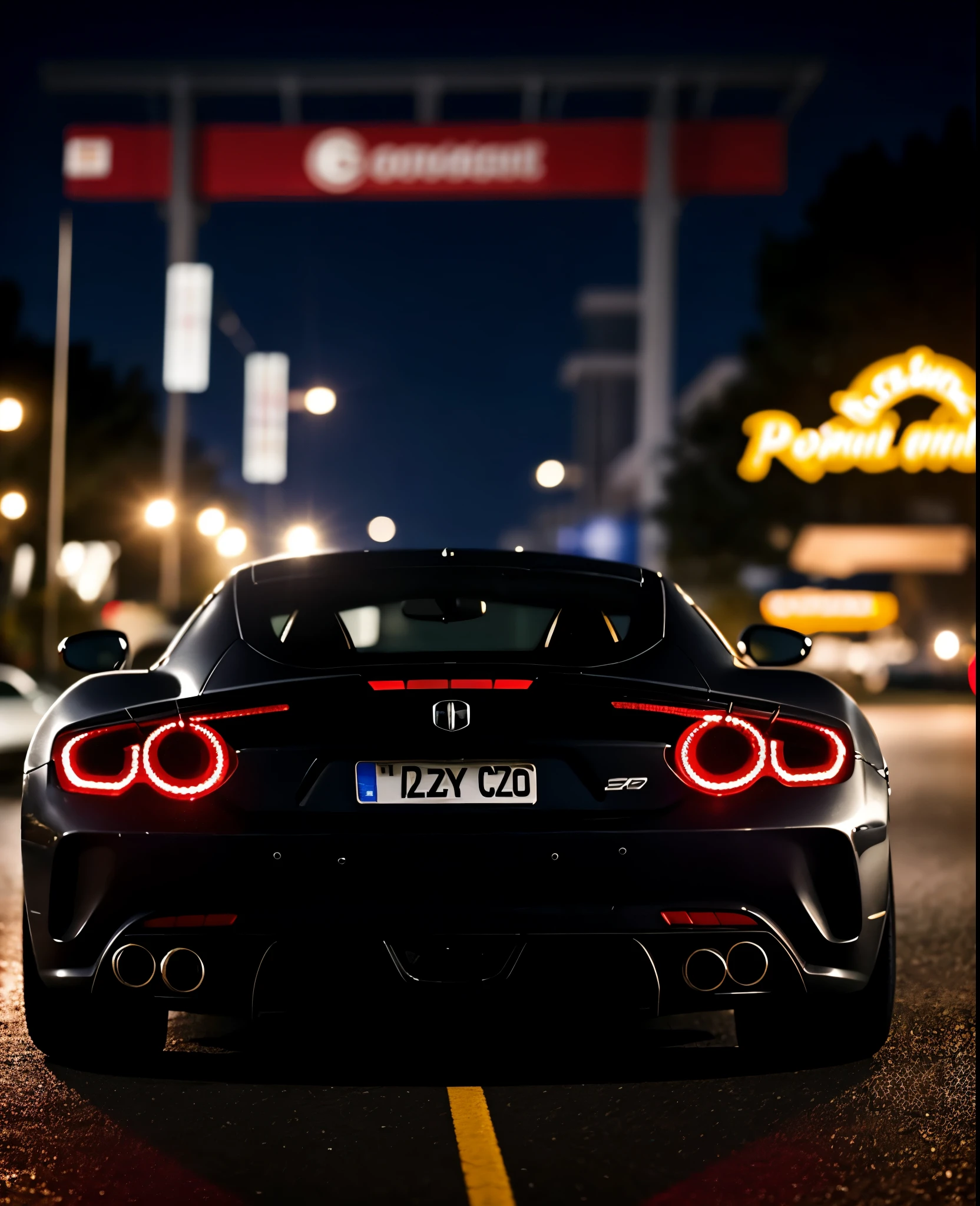 luxury exotic sports car night photography casino driveway 200mm zoom lens f/1.4 (masterpiece:1.2) (photorealistic:1.2) (bokeh) (best quality) (intricate details) (8k) (HDR) (analog film) (canon d5) (cinematic lighting) (sharp focus)