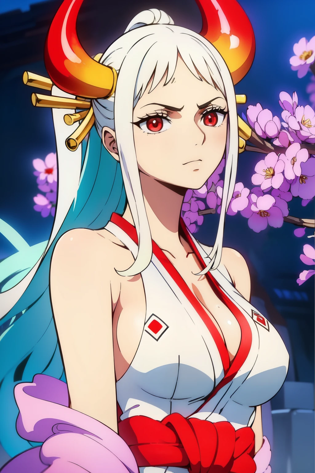 (masterpiece:1.2, highest quality), (Beautiful, detailed eyes: 1.2), ((One girl)), ((alone)), (Red eyes:1.4), (Detailed eyes and face:1.3), (Beautiful and clear background:1.2), (Very detailedCG, Very detailed, Best Shadow:1.1), ((Depth of written boundary)), ((watercolor)), kimono, Large Breasts, Exposing shoulders, Flowers and petals, beautiful concept figure, (White Background:0.5), (figure:1.1), (Very nice and beautiful:1.1), (Perfect detail:1.1), Yamato,