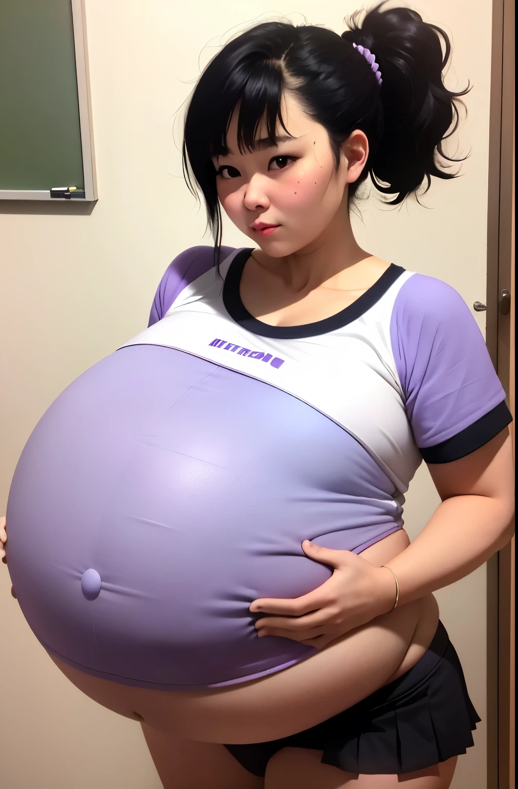 Short ponytail, black hair,Big Baby Bump pregnant, Japanese middle , Big , nipple, cum,16 years school girl, Big pregnant Belly, Big Pregnant girl, Largest Belly of Pregnant, Huge Pregnancy Belly, purple eyes, huge 9 months Pregnancy Belly